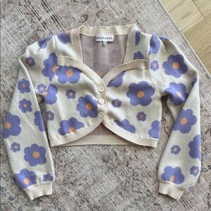 Willow & Wind Cream and Purple Floral Crop Top